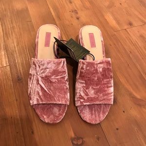 Brand New Pink Velvet Mules